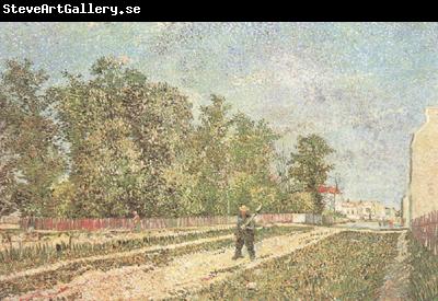 Vincent Van Gogh Outskirts of Paris:Road with Peasant Shouldering a Spade (nn04)